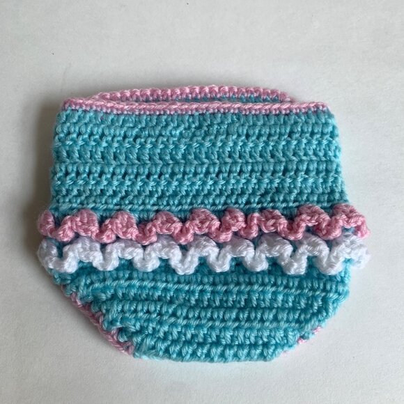 NEW Teal Blue Ruffle Diaper Cover 0-6 Months - Picture 2 of 3